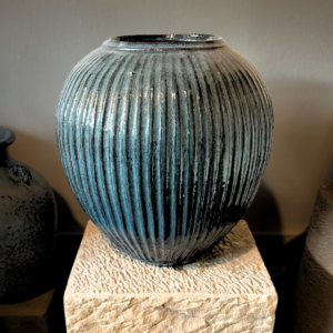 Fluted Pot in Peacock Blue