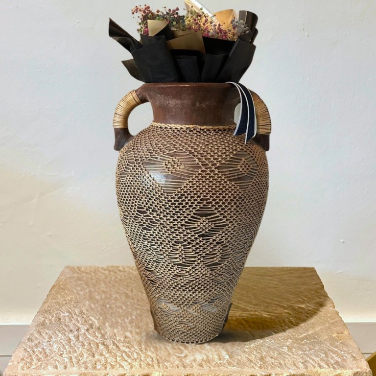 Bohemian Vase With Intricate Weaving